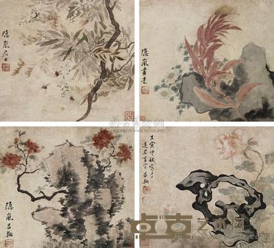 吕翔 花鸟 对屏 尺寸不一