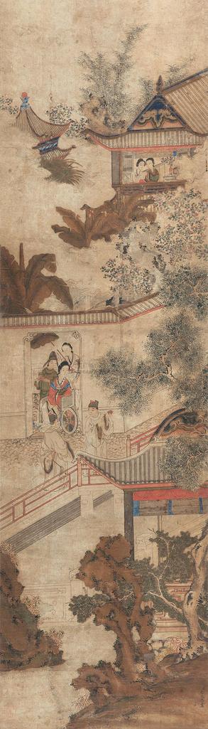 金昆 奉茶图 立轴