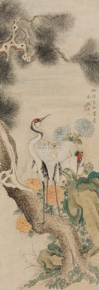 陈书 松鹤双寿 立轴