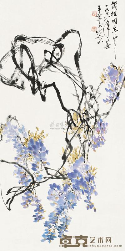 于希宁 1978年作 紫藤花胜开 立轴 90×44cm