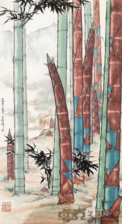 于希宁 1973年作 岱岳春韵 镜心 152×82cm