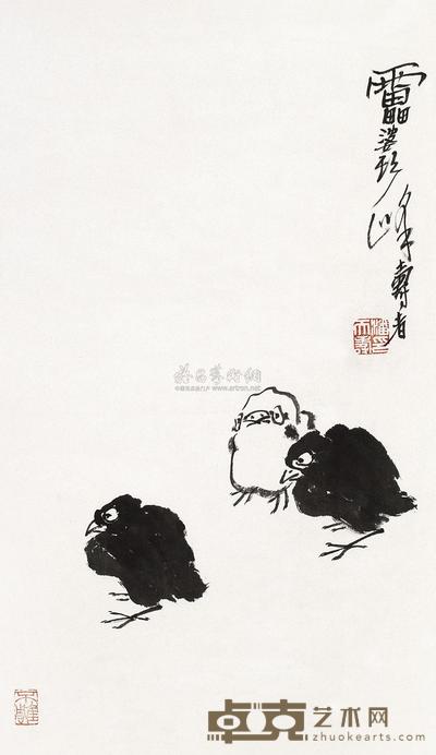 潘天寿 三禽图 镜心 75×43cm