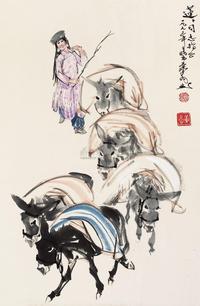 黄胄 1973年作 运粮图 立轴