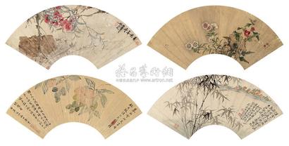 诸家 花果 （四帧） 扇面
