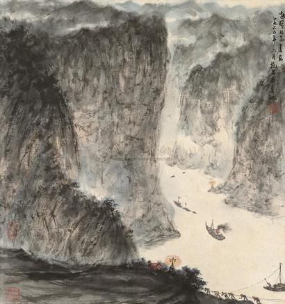 傅抱石 1960年作 归航 立轴