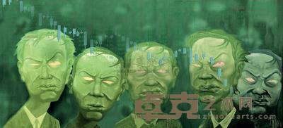 陈一云 蒸发2008中国股民脸谱 100×220cm