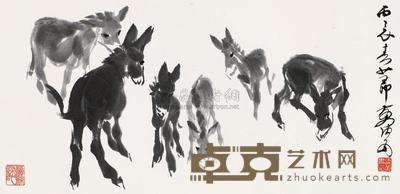 黄胄 1976年作 六驴图 镜心 34×69.5cm