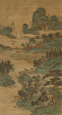王翚 （传） 1668年作 青绿山水 立轴