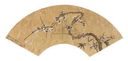 陆治 1558年作 梅鹊图 扇面