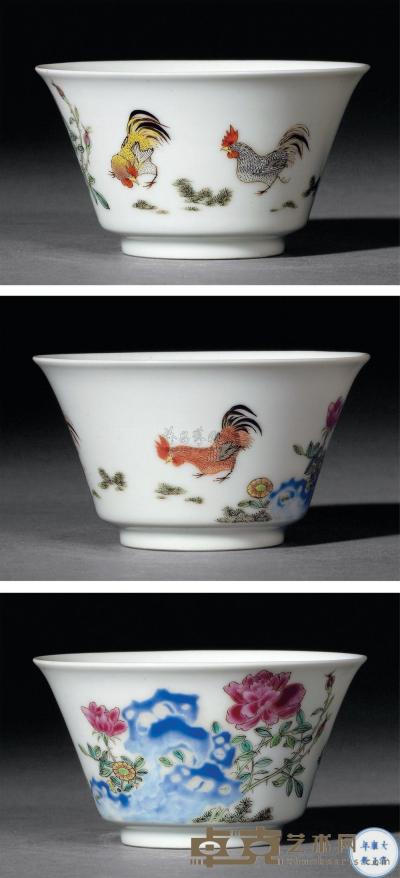 清雍正 粉彩鸡缸杯 直径8.8cm