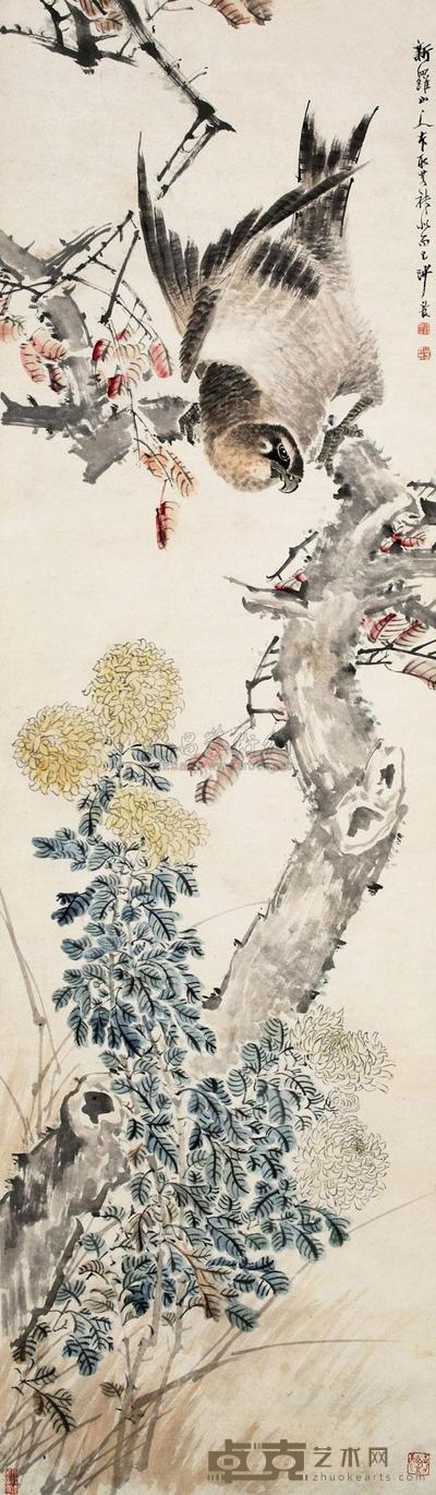沙馥 花鸟 立轴 158×46cm