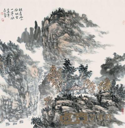 杨长喜 2009年作 相看两不厌 独坐一亭间 68×68cm