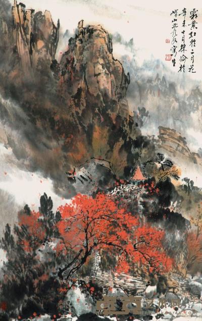 刘栋伦 1991年作 霜叶红于二月花 69×35cm