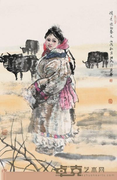 刘兴泉 2008年作 牧童归来  镜心 136×68cm