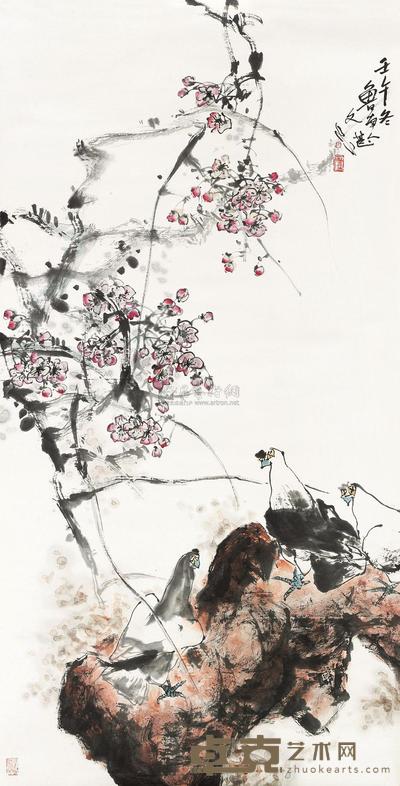 江文湛 花鸟 镜心 137×68cm