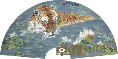 李蒸蒸 睡莲 扇面 26×67cm