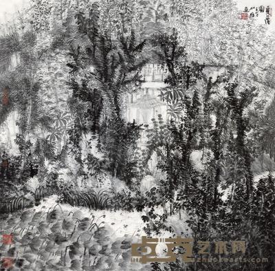 何加林 夏荫图 镜心 68×68cm