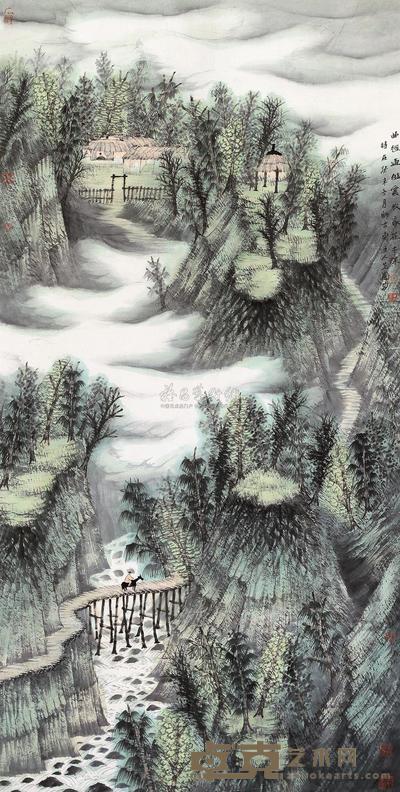 曾先国 曲径通幽 镜心 133×67cm