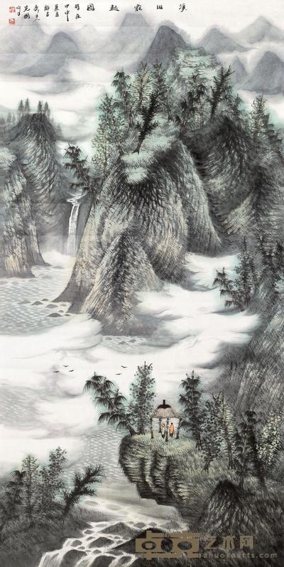 曾先国 溪山雾起图 镜心 134×67cm