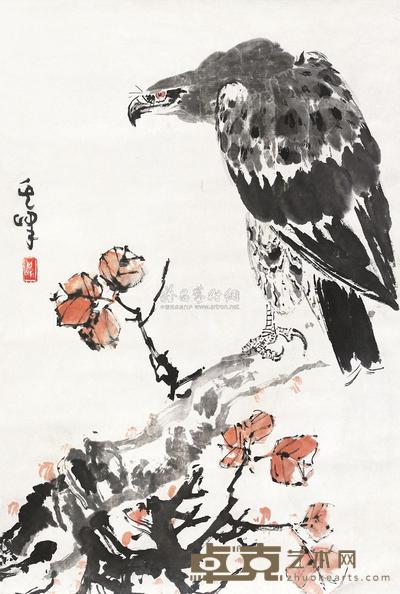 孙其峰 鹰 立轴 65×44cm
