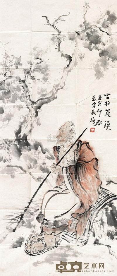 刘万鸣 古柏罗汉 软片 139×60cm