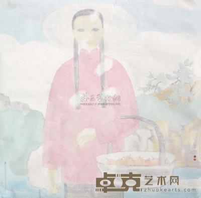 田黎明 村姑 镜心 68×68cm