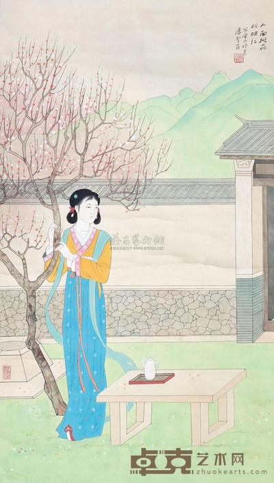 潘絜兹 人面桃花像 立轴 84×47cm