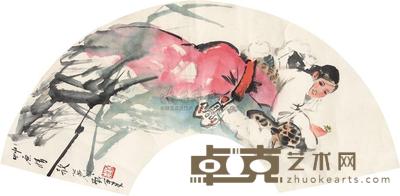 杨之光 草原晴歌 扇面 40×79cm