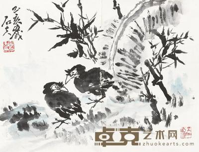 郭石夫 竹子芭蕉 册页 42×54cm