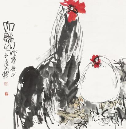 张玉民 大鸡图 立轴