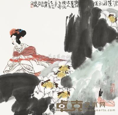 敬庭尧 采莲图 镜心 68×68cm