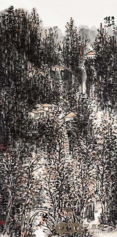 岳黔山 山水 镜心 136×68cm