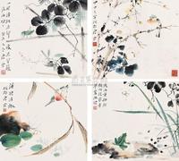 唐云 1943、1944年作 花鸟册 册页 （四开）