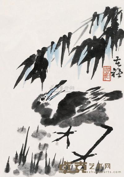 李苦禅 芦塘禽戏 立轴 48.5×33.5cm