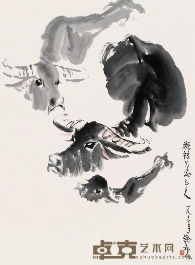 徐希 1978年作 水牛图 镜片 47×34cm