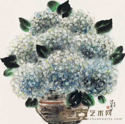 沈柔坚 1989年作 春常在 镜片 68×68cm