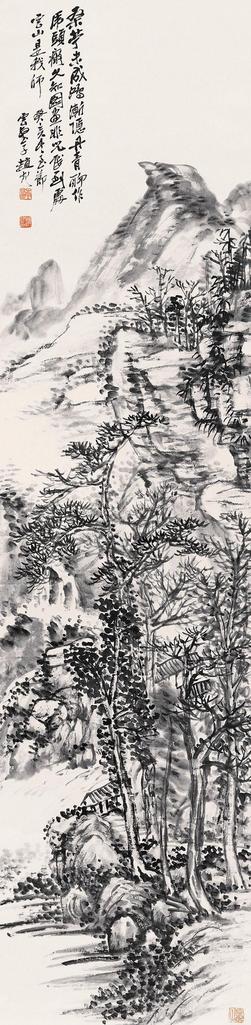 赵云壑 1923年作 云山萧疏图 立轴