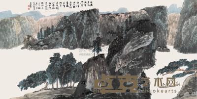 江兆申 1990年作 唐人诗意图 镜片 69×138cm