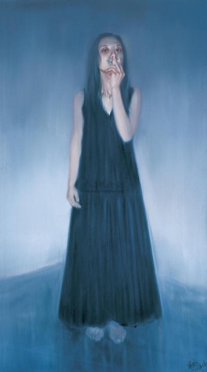 尹朝阳 2002年作 抽烟的女孩