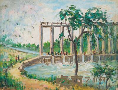 林达川 1970-1980年作 黄河水坝 44×58.5cm
