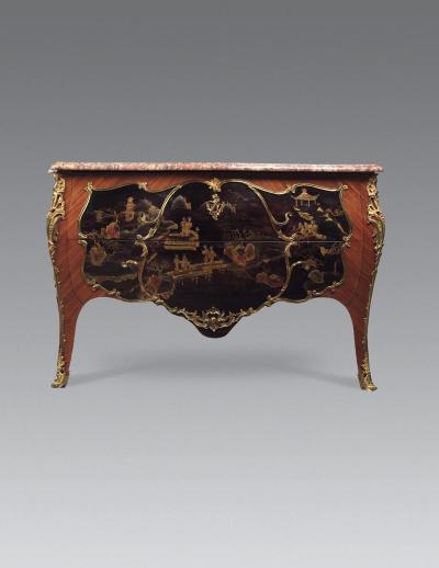 19世纪 法国路易十五风格仿中国彩绘漆面抽屉柜
