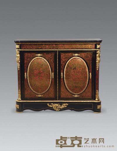19世纪 法国拿破仑三世镶嵌玳瑁“布尔”双门柜 133×44×111cm