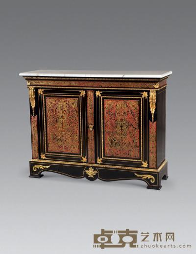 19世纪 法国拿破仑三世“布尔”镶玳瑁实木两门柜 147×46×111cm