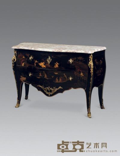 19世纪 法国路易十五风格彩绘漆面抽屉柜 128×50×87cm