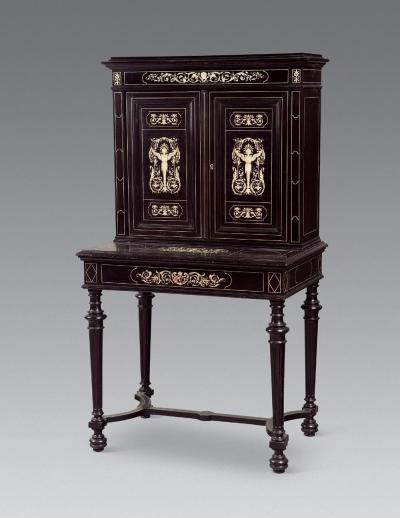 19世纪 意大利文艺复兴风格镶象牙实木高足柜