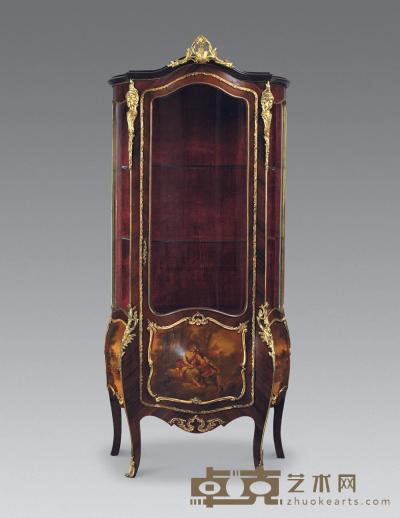 19世纪 法国“马丹”漆画玻璃柜 85×40×185cm