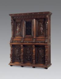 19世纪 法国文艺复兴风格胡桃实木两截柜