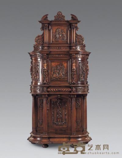 19世纪 法国文艺复兴风格胡桃实木高足柜 125×50×261cm