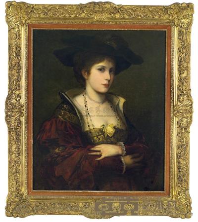 佚名 19世纪 法国佚名油画女肖像 64×78cm