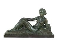 20世纪上半期 法国“装饰艺术”风格铜塑女坐像